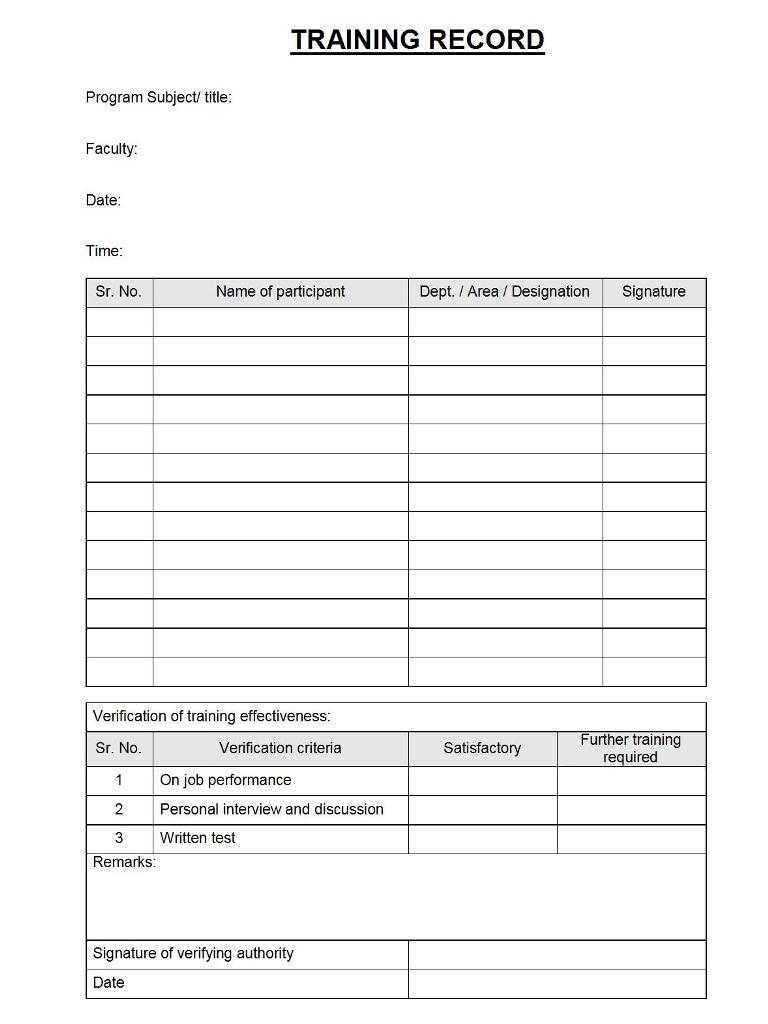 Training Record Format - Inside Training Report Template Format