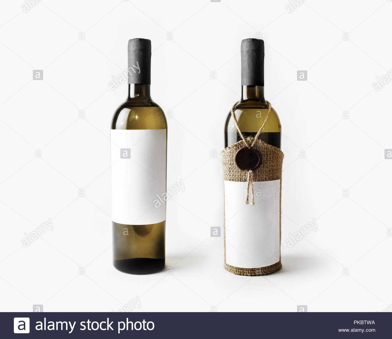 Two Wine Bottles With Blank Labels. Template For Placing Pertaining To Blank Wine Label Template