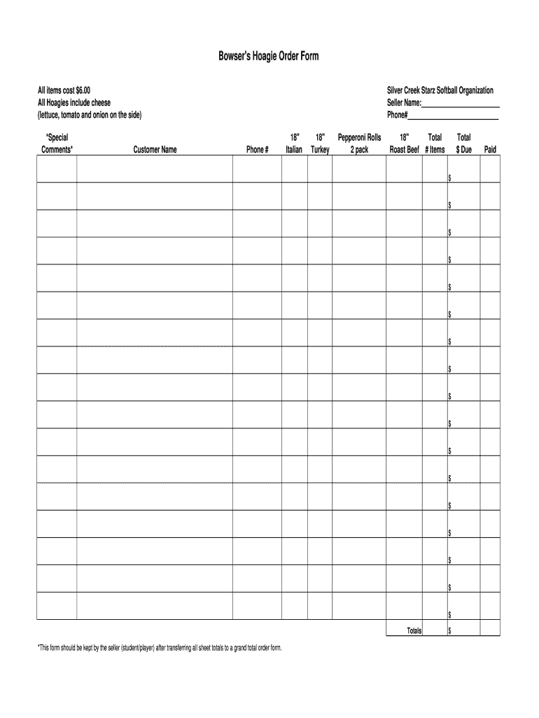Uniform Order Form - Fill Online, Printable, Fillable, Blank Pertaining To Blank Fundraiser Order Form Template