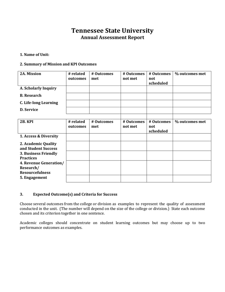 University Assessment And Improvement Report Writing Template Pertaining To Improvement Report Template