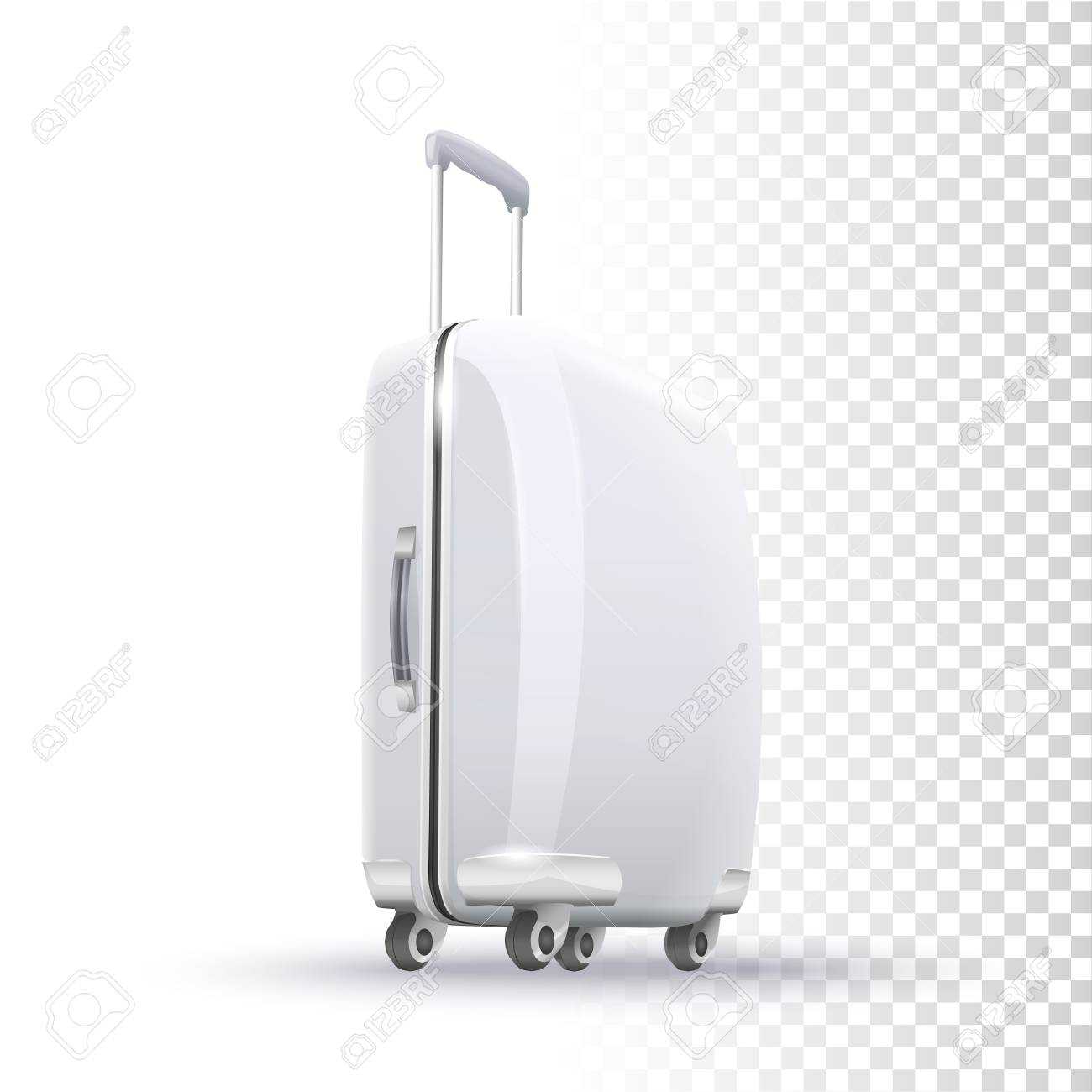 Vector Photo Realistic White Blank Suitcase Layout On Transparent.. Pertaining To Blank Suitcase Template
