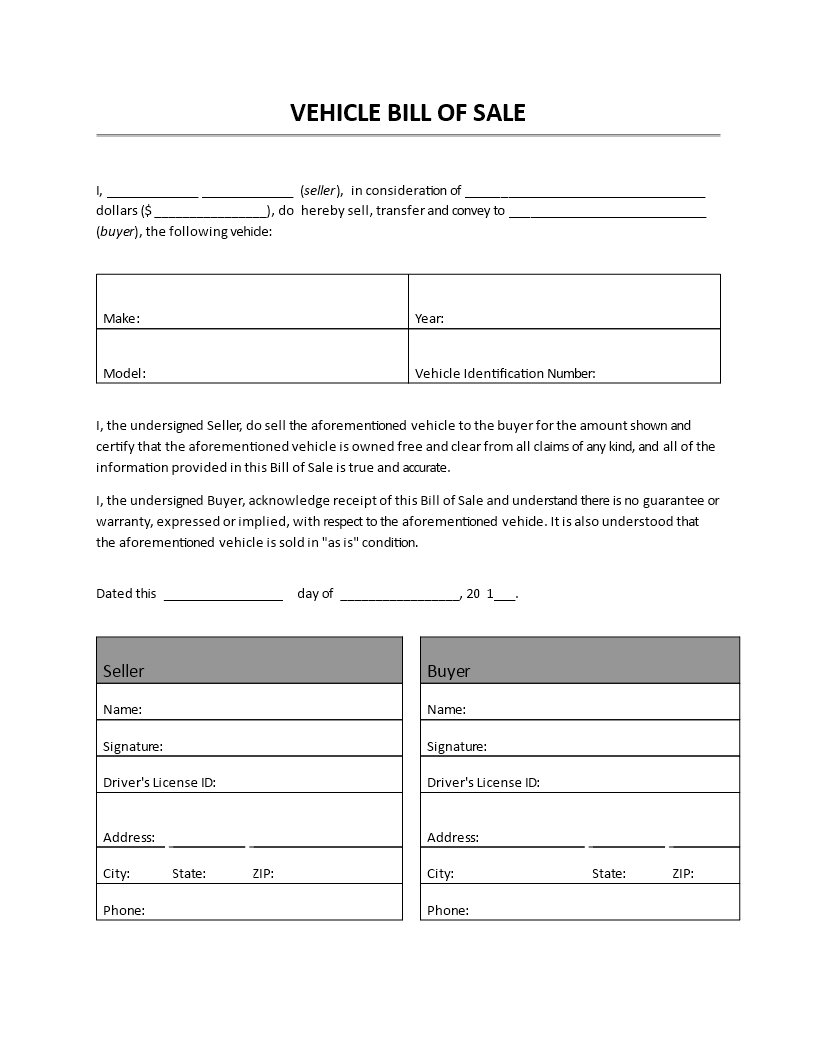 Vehicle Bill Of Sale | Templates At Allbusinesstemplates Intended For Vehicle Bill Of Sale Template Word