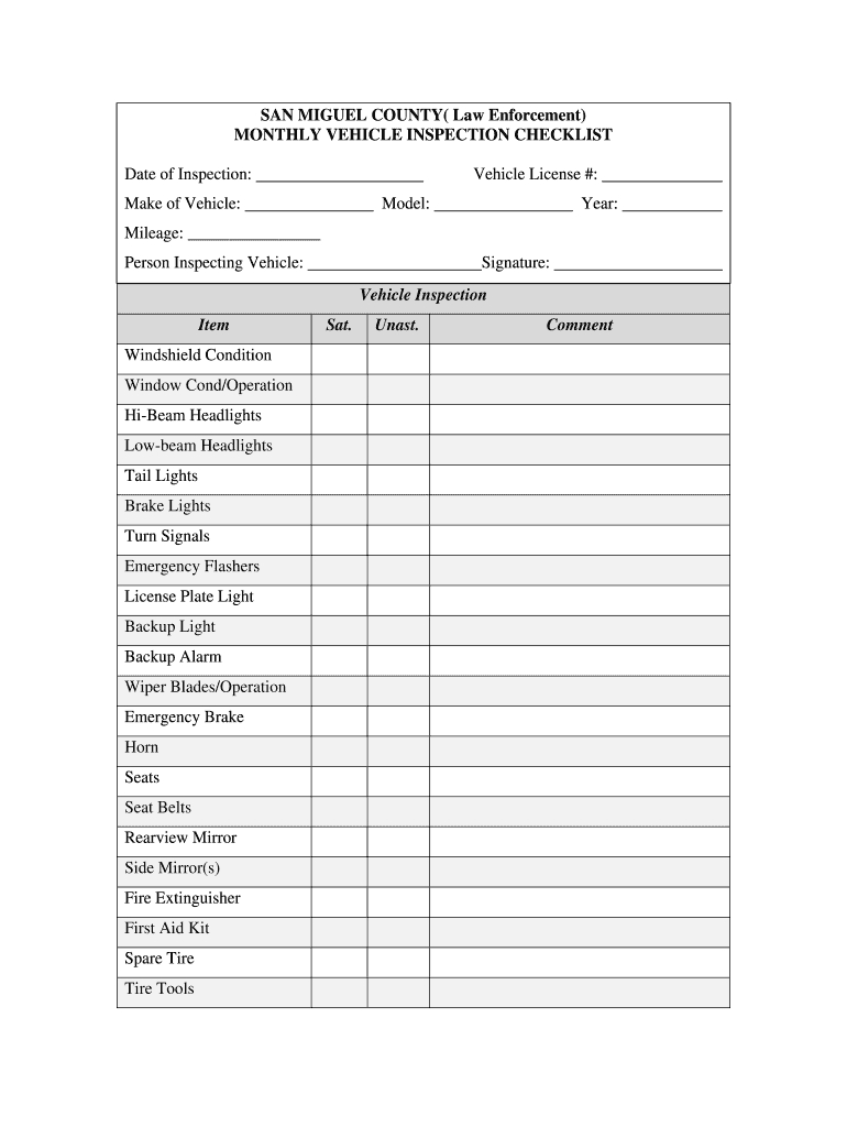 Vehicle Inspection Checklist - Fill Online, Printable Regarding Vehicle Checklist Template Word
