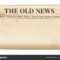 Vintage Newspaper Template. Folded Cover Page Of A News With Blank Old Newspaper Template