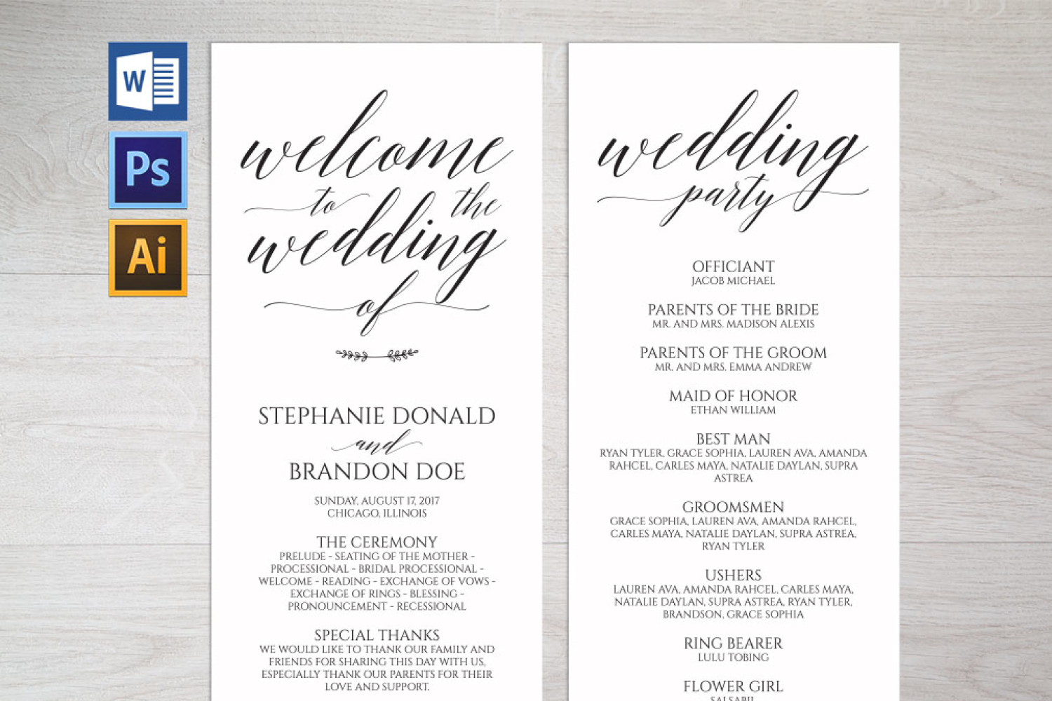 Wedding Program Template In Free Printable Wedding Program Templates Word