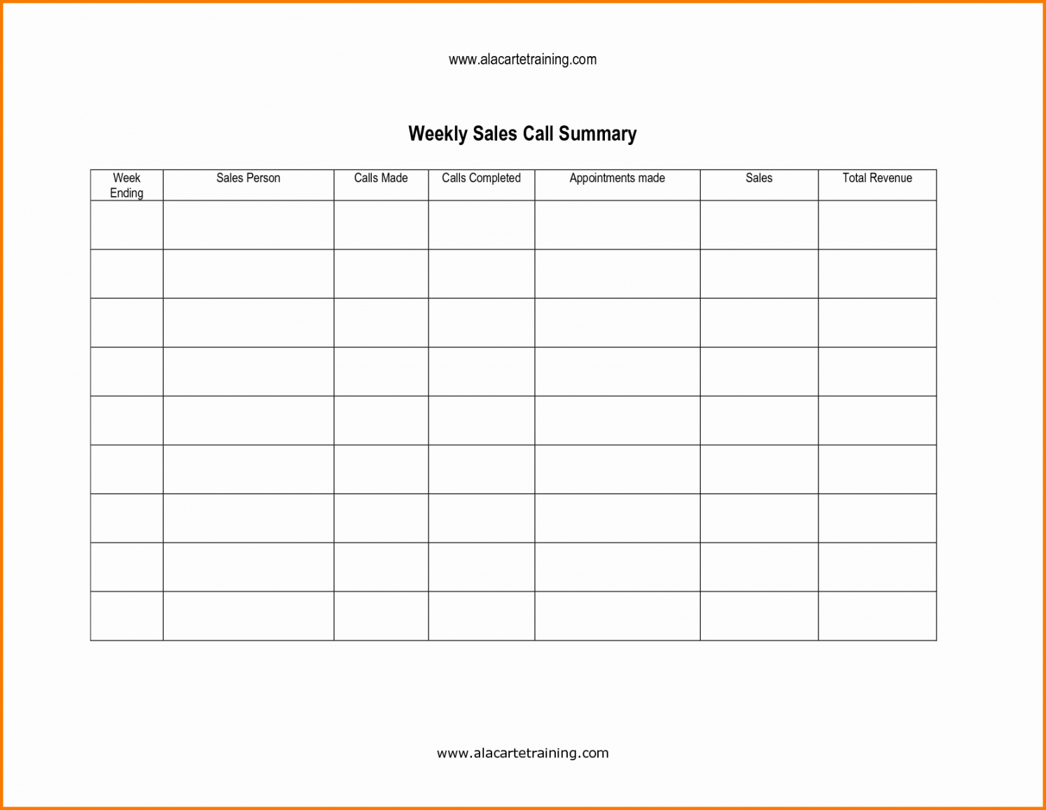 Weekly Call Report Template With Sales Call Report Template