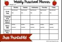 Weekly Preschool Planner {Free Printable} with regard to Blank Preschool Lesson Plan Template