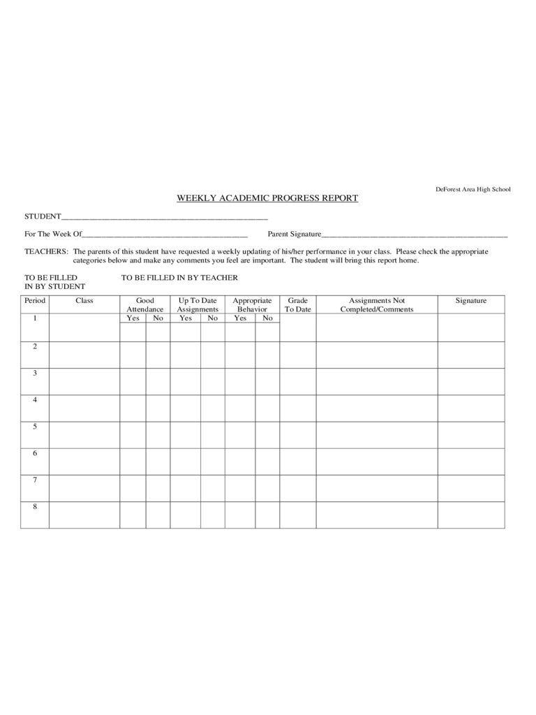 Weekly Progress Report Template - 3 Free Templates In Pdf Intended For High School Progress Report Template