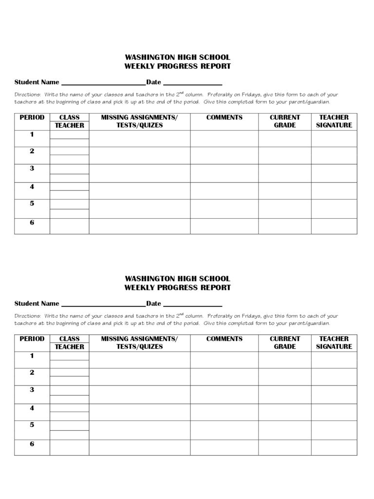 Weekly Progress Report Template – 3 Free Templates In Pdf With Regard To School Progress Report Template