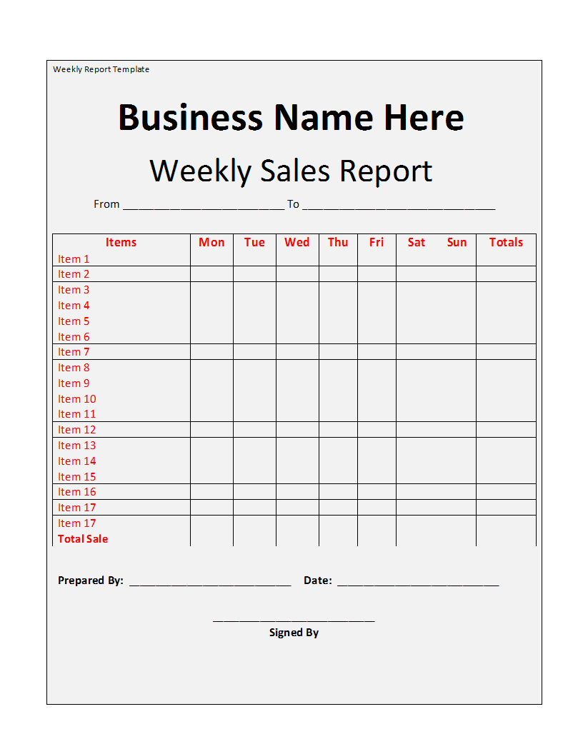 Weekly Report Template Within Marketing Weekly Report Template