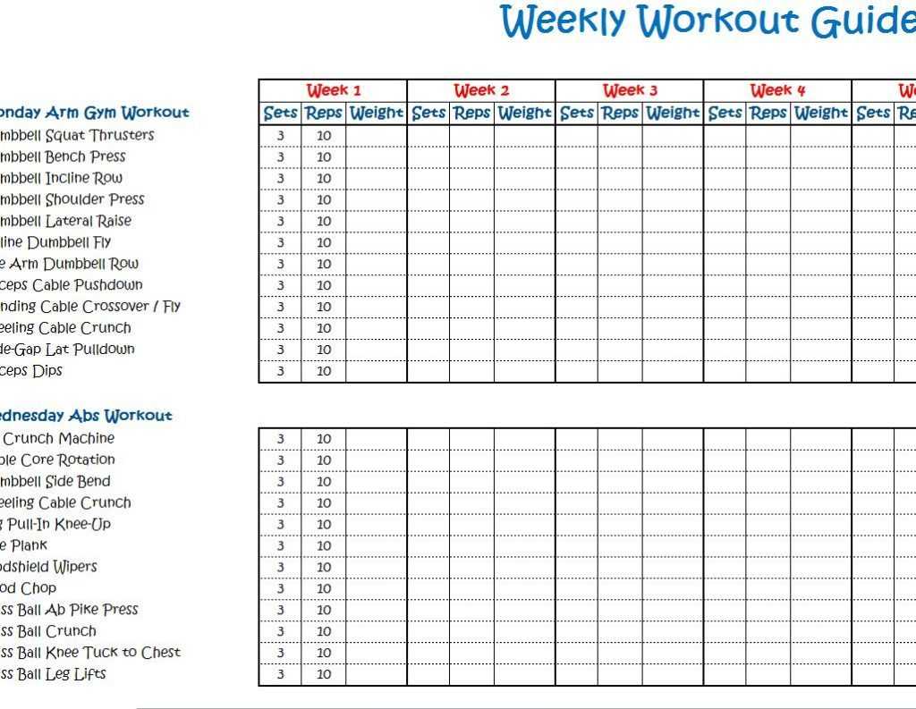 Weekly Workout Program Schedule Template Doc And Excel Pertaining To Blank Workout Schedule Template
