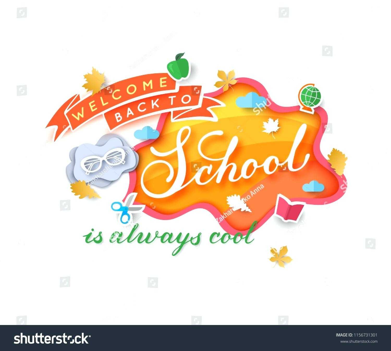 Welcome Back School Banner Template Paper Stock Vector Intended For Welcome Banner Template