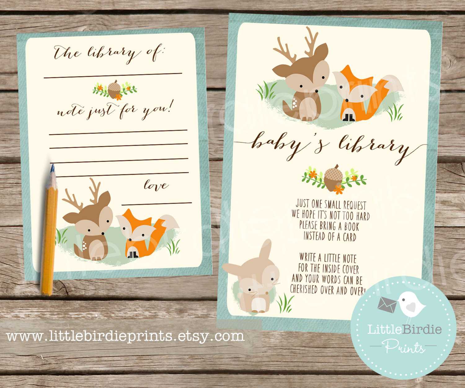 Woodland Baby Shower Book Instead Of A Card Inserts With Bookplate Template  Fox Deer Racoon Boy Rustic Invitation Available Instant Download With Regard To Bookplate Templates For Word