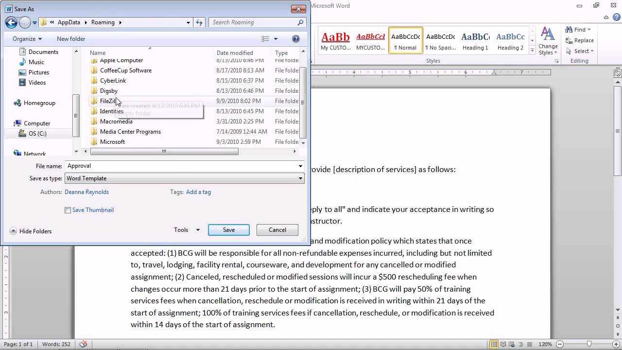 Word 2010 – Save A Document As A Template For Future Documents Throughout Word 2010 Template Location