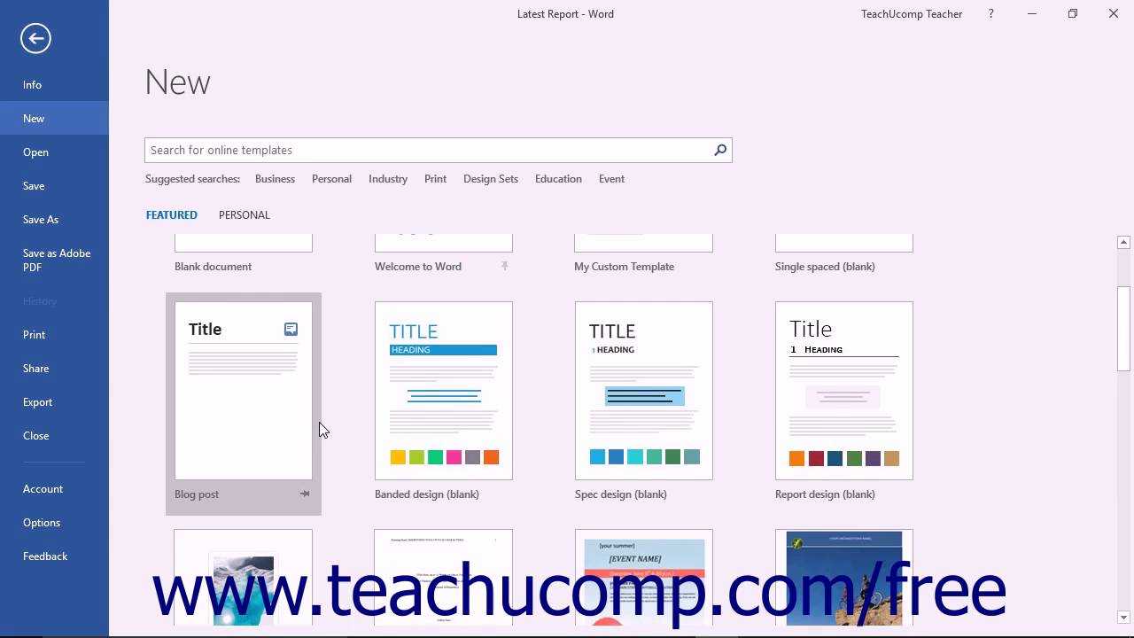 Word 2016 Tutorial Using Templates Microsoft Training For Where Are Templates In Word