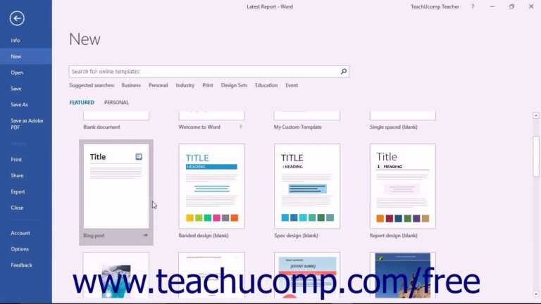 Word 2016 Tutorial Using Templates Microsoft Training Throughout Word 2016 Tutorial Using Templates Microsoft Training Throughout
