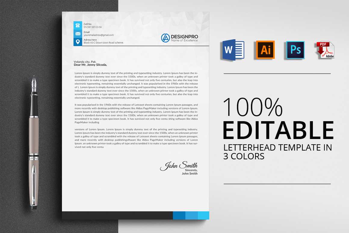 Word Letterhead Template – Vsual Pertaining To Word Stationery Template Free