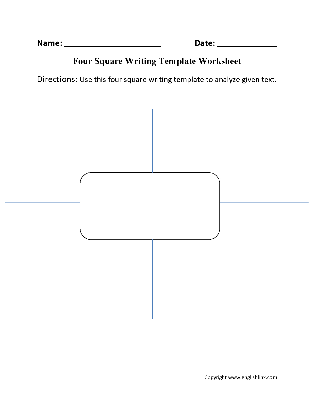 Blank Four Square Writing Template