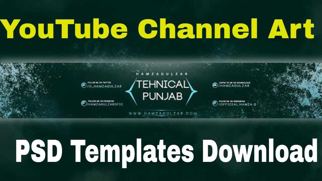 Youtube Channel Art Template Psd Free Download For Youtube Banner Size Template