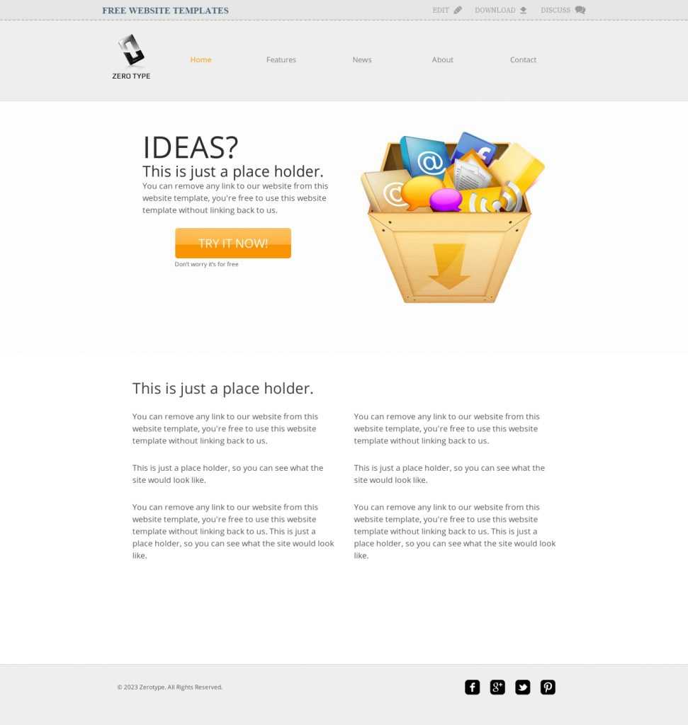 Zerotype A Blank Canvas Template – Web Template » All Free For Blank Food Web Template
